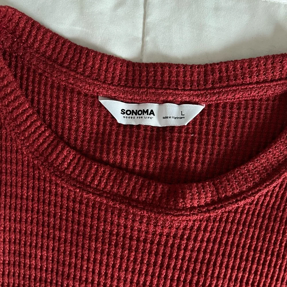 Red Waffle Knit Long Sleeve Top - Picture 2 of 2